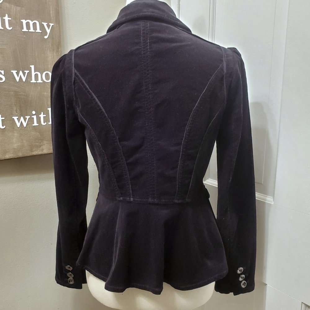WHBM Black Corduroy Peplum Blazer Size 4 - Picture 6 of 8